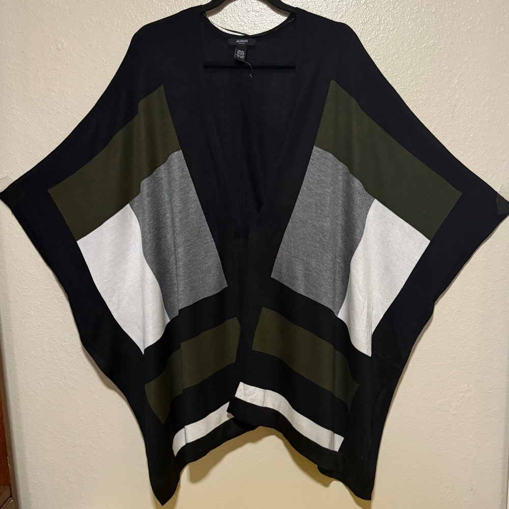Alfani Olive & Black Color Block Wrap | Cardigan - image 1